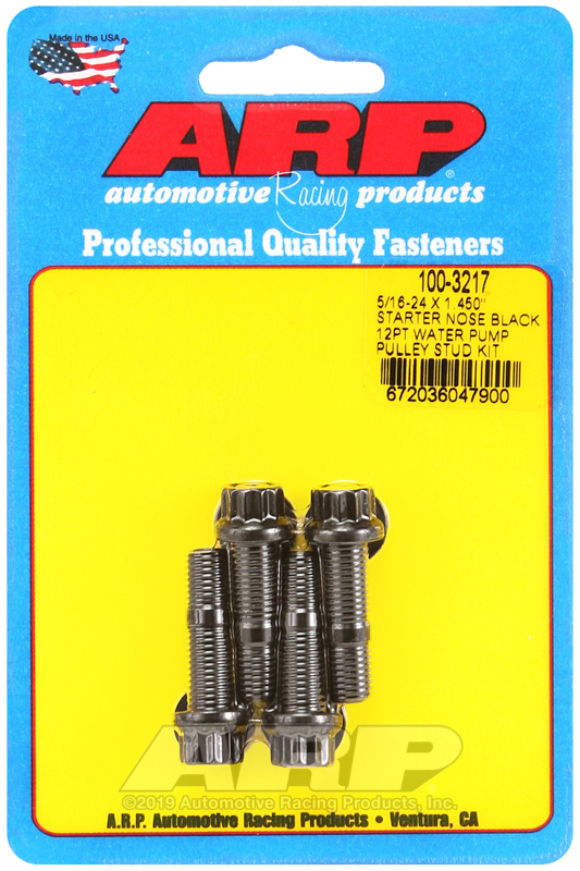 Picture of ARP 5/16-24 X 1.450 starter nose black 12pt water pump pulley stud kit