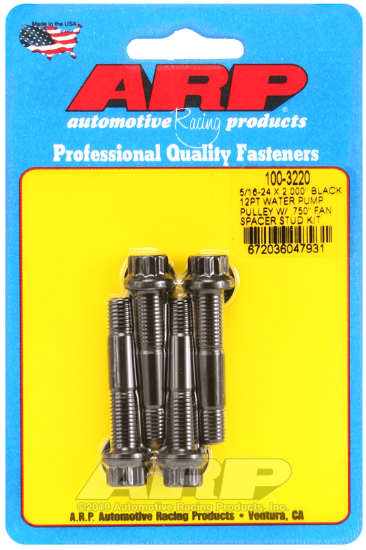 Picture of ARP 5/16-24 X 2.000 black 12pt water pump pulley w/ .750in fan spacer stud kit