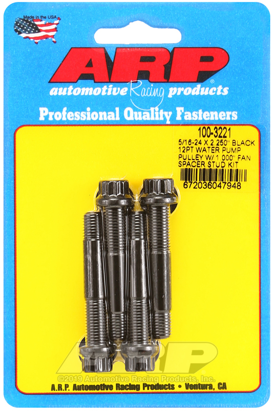 Picture of ARP 5/16-24 X 2.250 black 12pt water pump pulley w/ 1.000in fan spacer stud kit