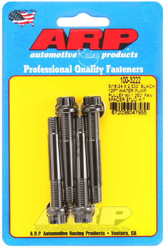 Picture of ARP 5/16-24 X 2.500 black 12pt water pump pulley w/ 1.250in fan spacer stud kit