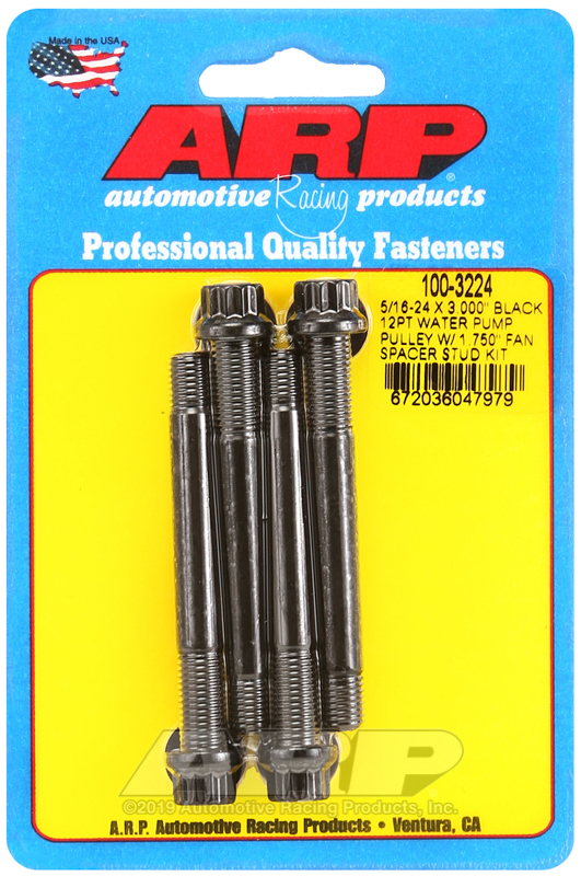Picture of ARP 5/16-24 X 3.000 black 12pt water pump pulley w/ 1.750in fan spacer stud kit