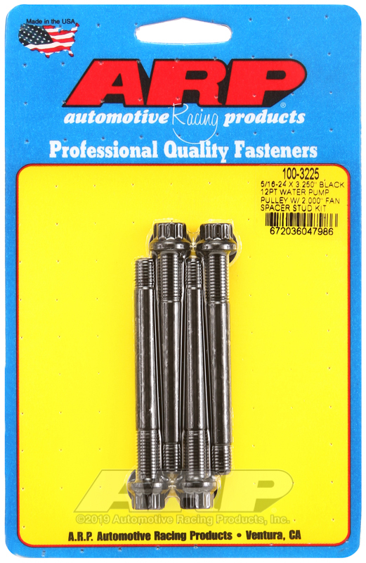 Picture of ARP 5/16-24 X 3.250 black 12pt water pump pulley w/ 2.000in fan spacer stud kit