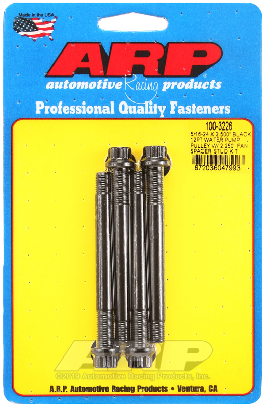 Picture of ARP 5/16-24 X 3.500 black 12pt water pump pulley w/ 2.250in fan spacer stud kit