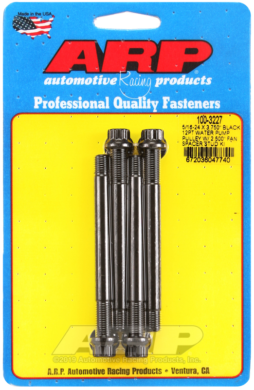Picture of ARP 5/16-24 X 3.750 black 12pt water pump pulley w/ 2.500in fan spacer stud kit