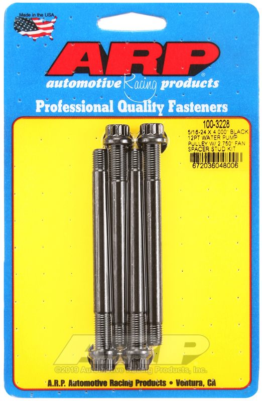 Picture of ARP 5/16-24 X 4.000 black 12pt water pump pulley w/ 2.750in fan spacer stud kit