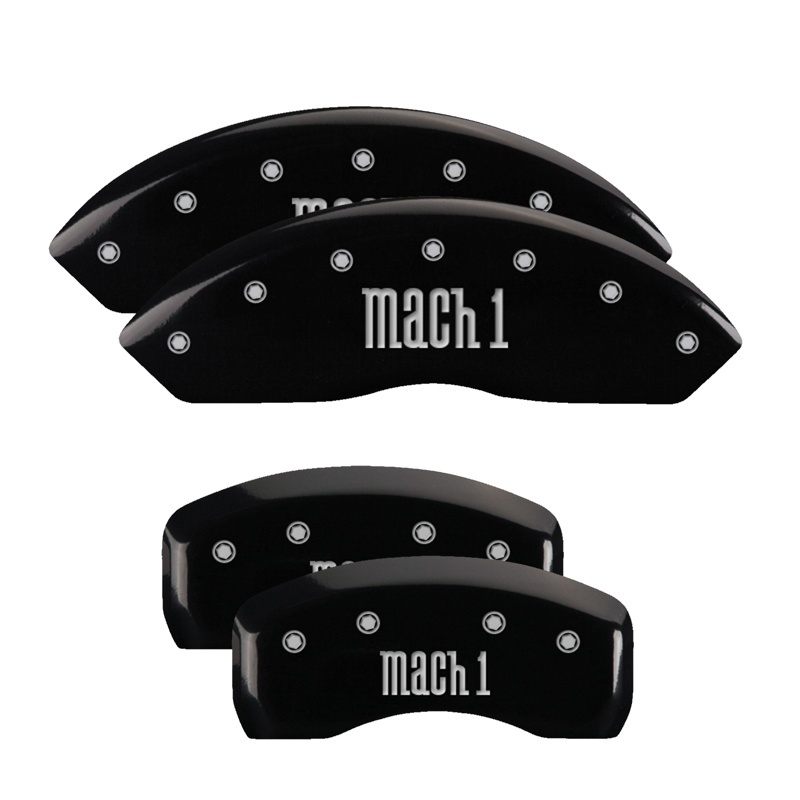 Picture of MGP 4 Caliper Covers Engraved Front & Rear Mach 1 Black finish silver ch