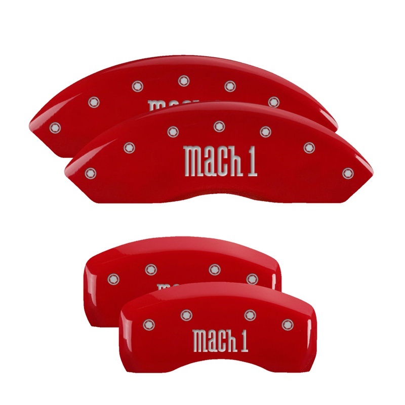 Picture of MGP 4 Caliper Covers Engraved Front & Rear Mach 1 Red finish silver ch