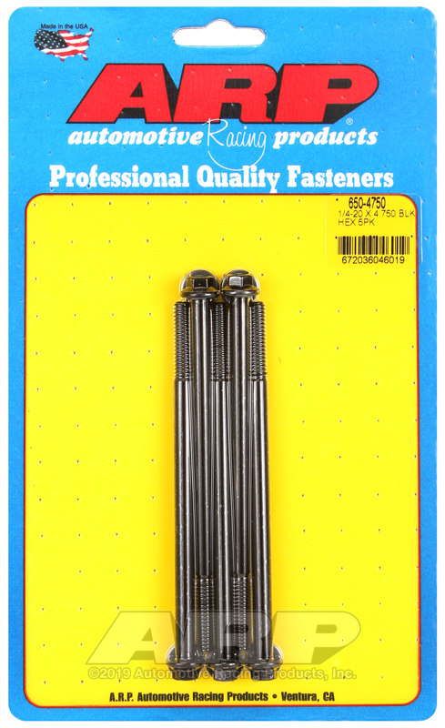 Picture of ARP 1/4-20 X 4.750 hex black oxide bolts
