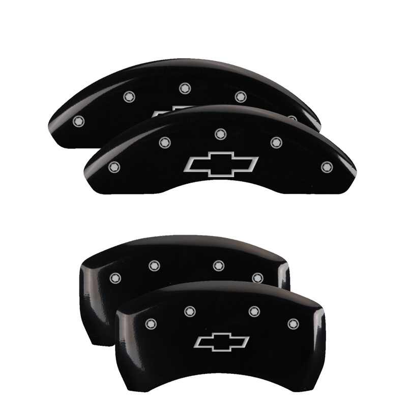 Picture of MGP 4 Caliper Covers Engraved Front & Rear Bowtie Black finish silver ch