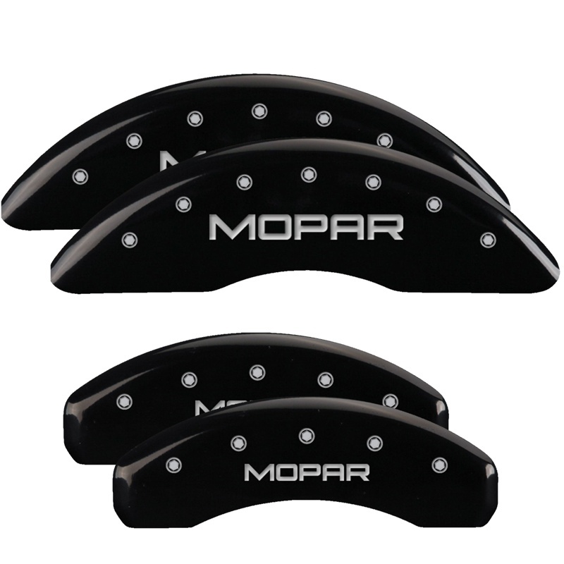Picture of MGP 4 Caliper Covers Engraved Front & Rear MOPAR Black finish silver ch