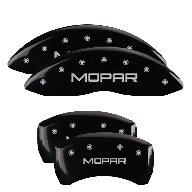 Picture of MGP 4 Caliper Covers Engraved Front & Rear MOPAR Black finish silver ch