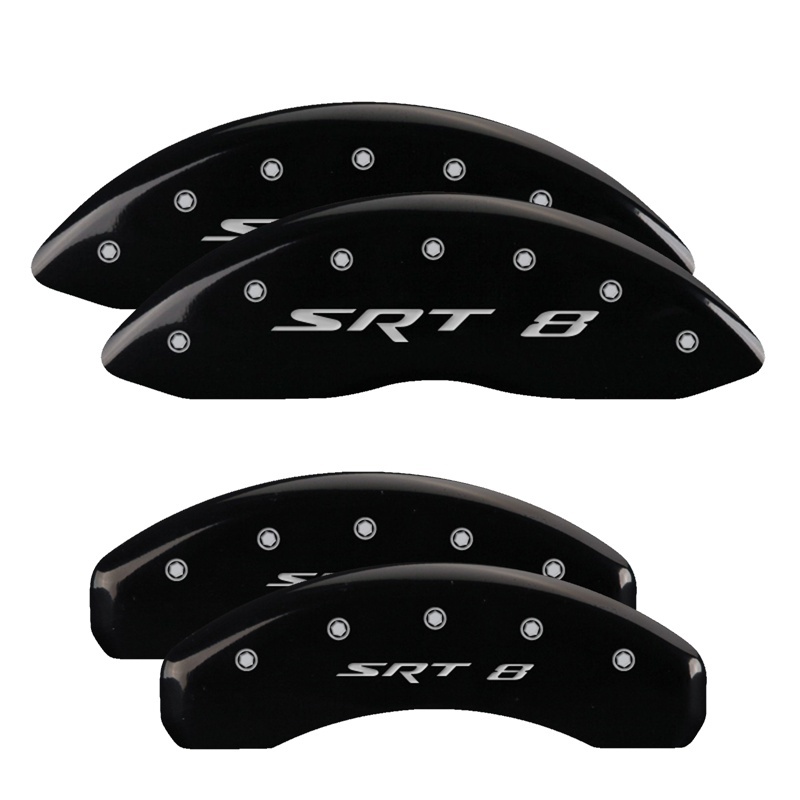 Picture of MGP 4 Caliper Covers Engraved Front & Rear SRT8 Black finish silver ch
