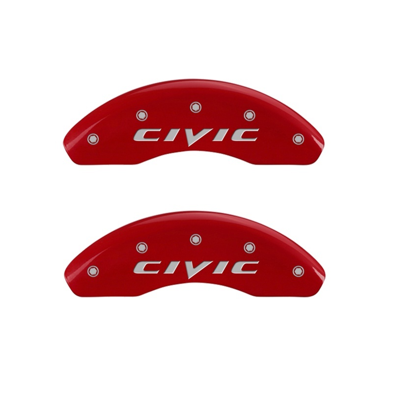 Picture of MGP Front set 2 Caliper Covers Engraved Front 2015/Civic Red finish silver ch