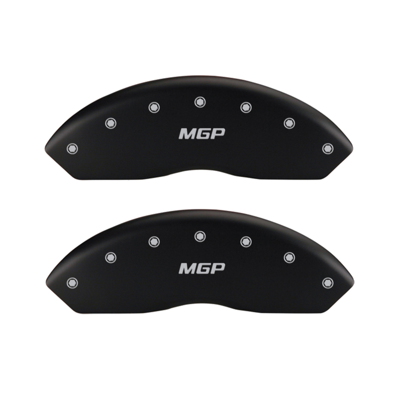 Picture of MGP 4 Caliper Covers Engraved Front & Rear MGP Matte Black finish silver ch