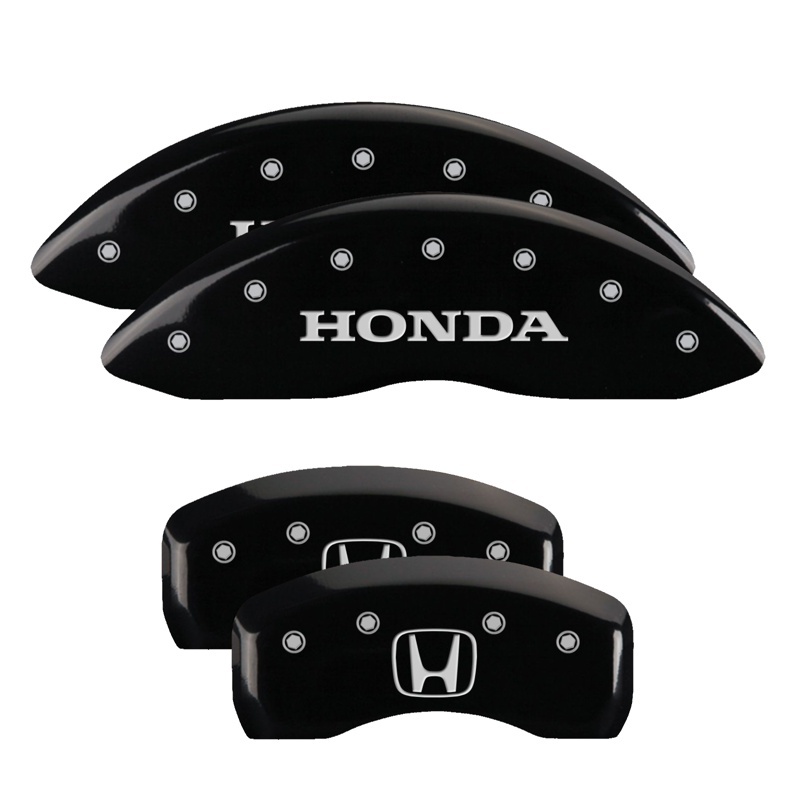 Picture of MGP 4 Caliper Covers Engraved Front Honda Engraved Rear H Logo Black finish silver ch