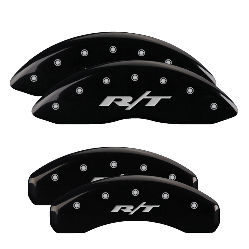 Picture of MGP 4 Caliper Covers Engraved Front & Rear RT1-Truck Black finish silver ch
