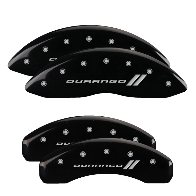 Picture of MGP 4 Caliper Covers Engraved Front & Rear With stripes/Durango Black finish silver ch