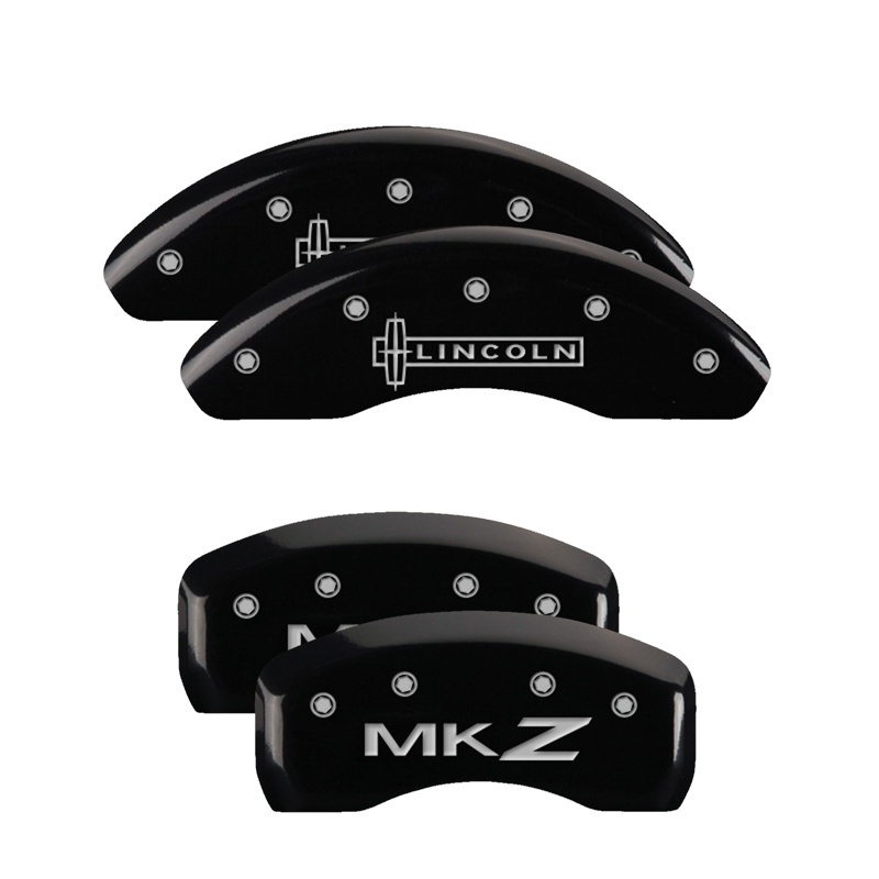 Picture of MGP 4 Caliper Covers Engraved Front Lincoln Engraved Rear MKZ Black finish silver ch