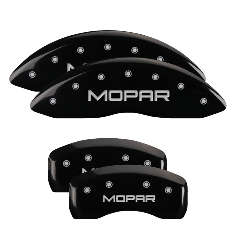 Picture of MGP 4 Caliper Covers Engraved Front & Rear MOPAR Black finish silver ch