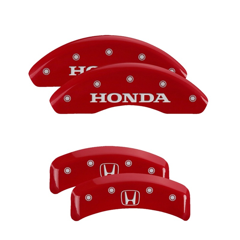 Picture of MGP 4 Caliper Covers Engraved Front Honda Engraved Rear H Logo Red finish silver ch