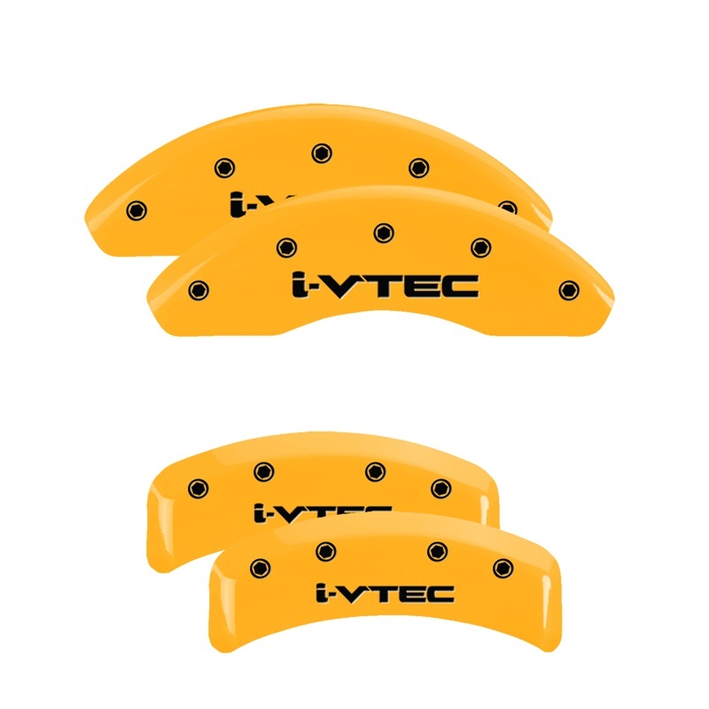 Picture of MGP 4 Caliper Covers Engraved Front & Rear i-Vtec Yellow finish black ch