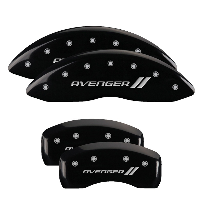 Picture of MGP 4 Caliper Covers Engraved Front & Rear With stripes/Avenger Black finish silver ch
