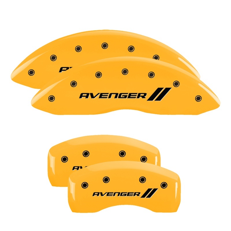 Picture of MGP 4 Caliper Covers Engraved Front & Rear With stripes/Avenger Yellow finish black ch