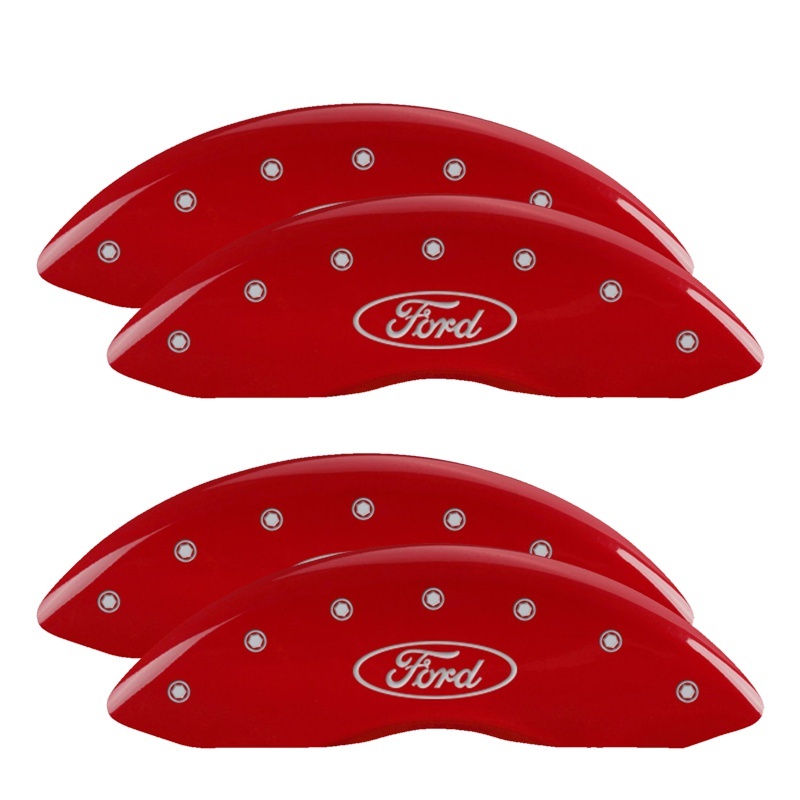 Picture of MGP 4 Caliper Covers Engraved Front & Rear Oval logo/Ford Red finish silver ch