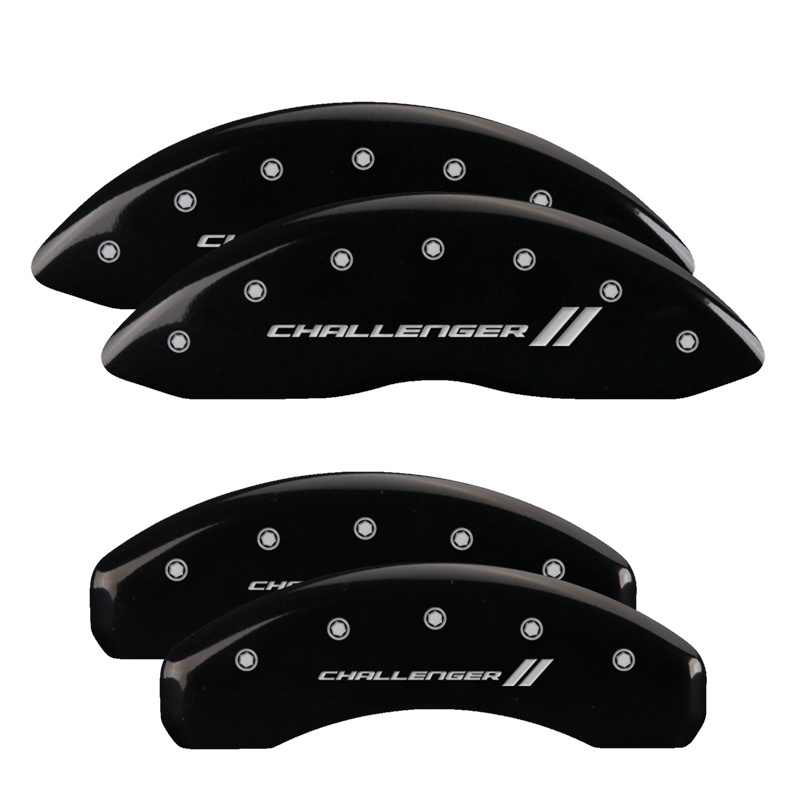 Picture of MGP 4 Caliper Covers Engraved Front & Rear With stripes/Challenger Black finish silver ch