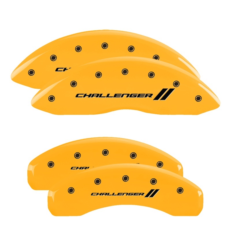 Picture of MGP 4 Caliper Covers Engraved Front & Rear With stripes/Challenger Yellow finish black ch