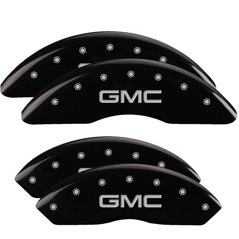 Picture of MGP 4 Caliper Covers Engraved Front & Rear GMC Black finish silver ch