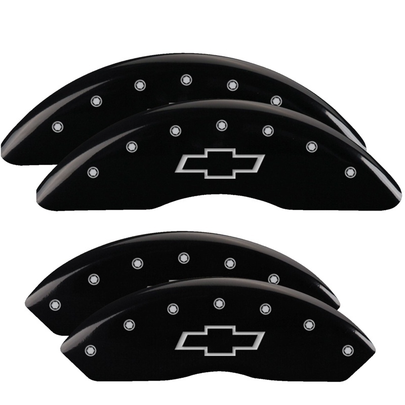Picture of MGP 4 Caliper Covers Engraved Front & Rear Bowtie Black finish silver ch