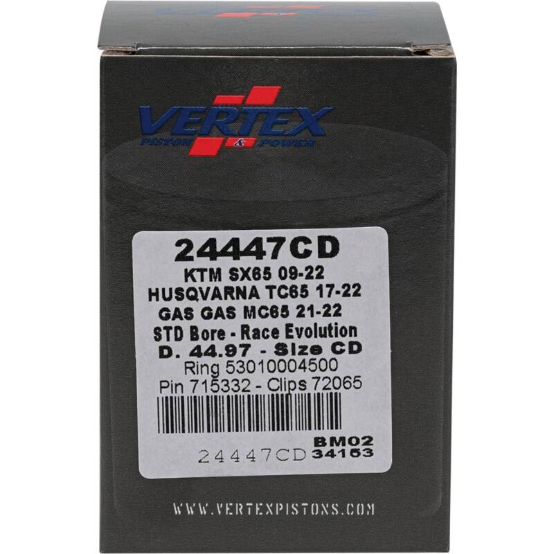 Picture of Vertex Piston 09-24 KTM 65 SX 65cc Cast Race Evolution Piston Kit