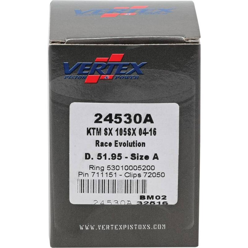 Picture of Vertex Piston 04-11 KTM 105 SX 105cc Cast Race Evolution Stroker Piston Kit 112cc 15mm