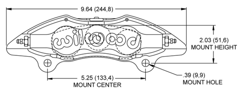 Picture of Wilwood DynaPro DP6 Lug Mount Polished Alum. Caliper 1.62in/1.12in/1.12in Piston .81in Rotor - Right