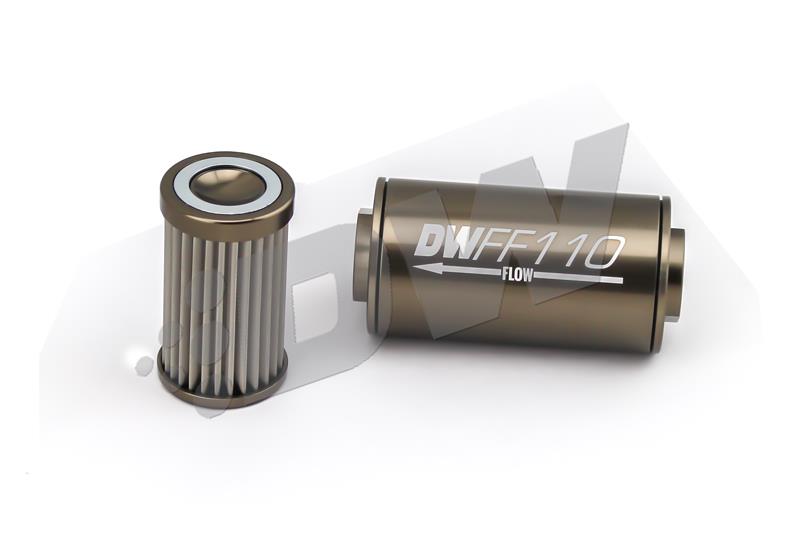 Picture of DeatschWerks Stainless Steel 10AN 100 Micron Universal Inline Fuel Filter Housing Kit (110mm)