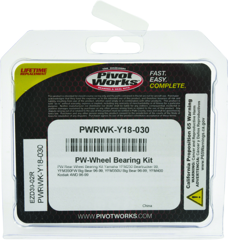 Picture of Pivot Works PIV Wheel Bearing Kit Rear - PWRWK-Y18-030