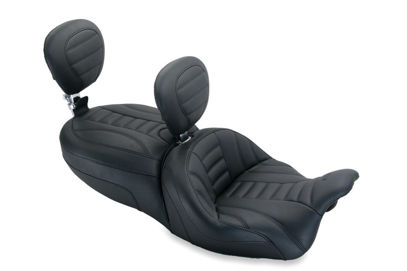 Picture of Mustang Motorcycle MMP 1 Piece with Driver and Passenger Backrest Original One-Piece Motorcycle Seats - 79595