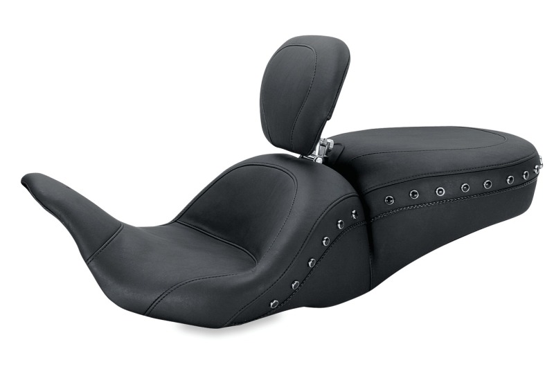 Picture of Mustang Motorcycle MMP 1 Piece with Driver Backrest Black Pearls One-Piece Motorcycle Seats - 79705