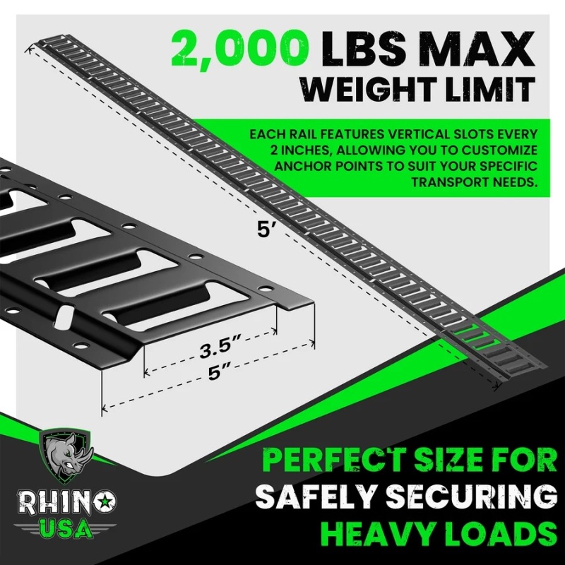 Picture of 5Ft E-Track Tie-Down Rails, Black (2 Pack)