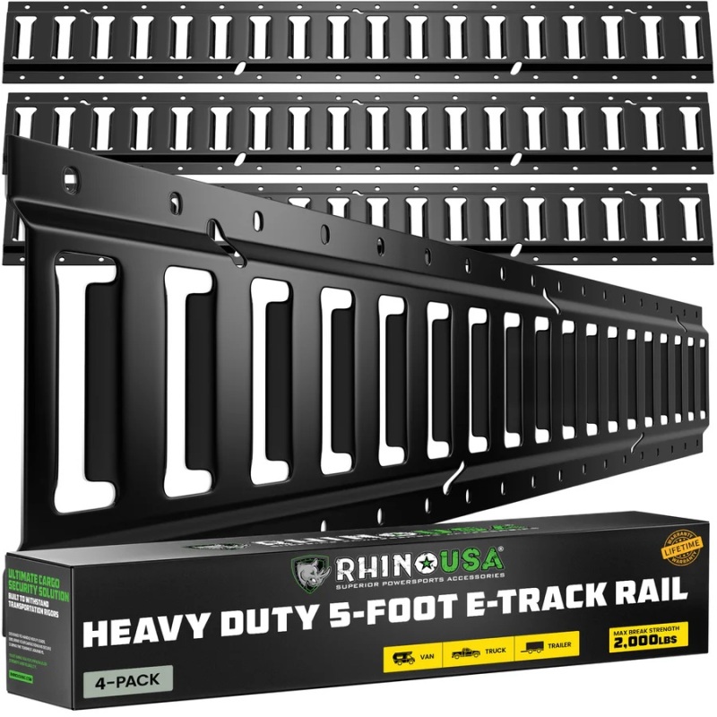 Picture of 5Ft E-Track Tie-Down Rails, Black (4 Pack)