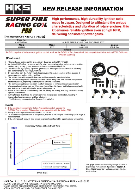 Picture of HKS Superfire Ignition Coils Stock Replacement Ignition - 43005-AZ001