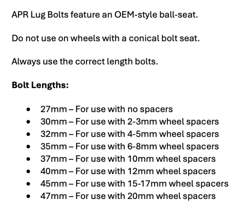 Picture of APR Lug Bolts Wheel Bolts - MS100172