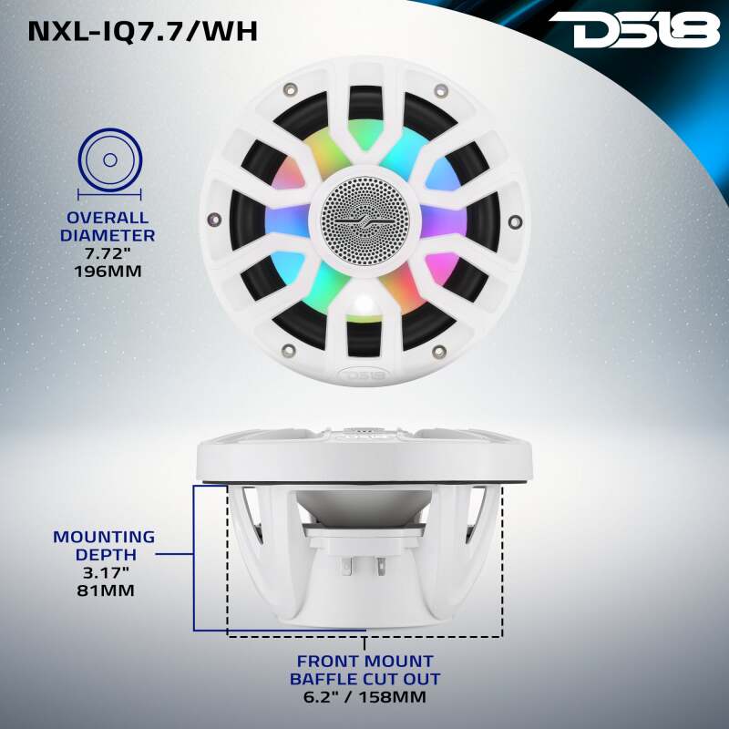 Picture of DS18 DSE NXL Coaxial Marine Speakers - NXL-IQ7.7/WH
