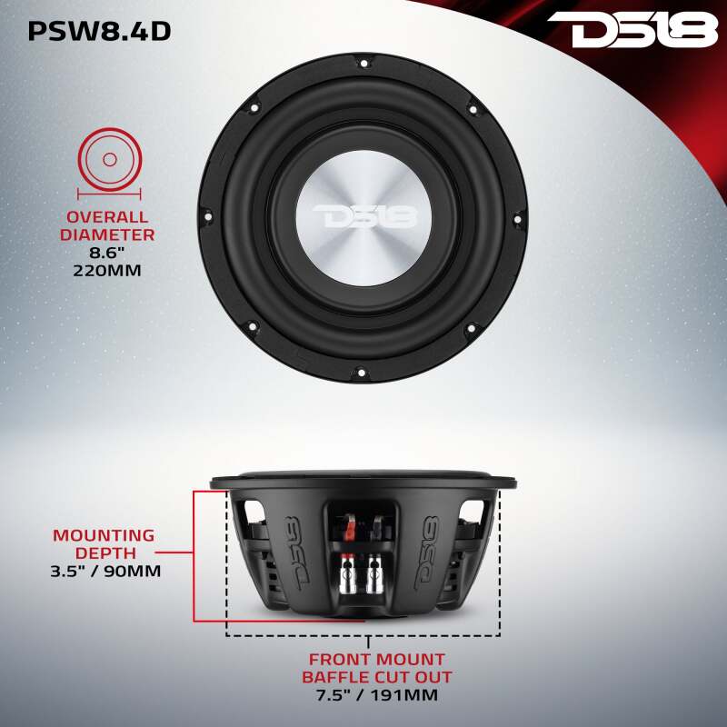 Picture of DS18 DSE PSW Shallow Mount Powersports Subwoofers - PSW8.4D