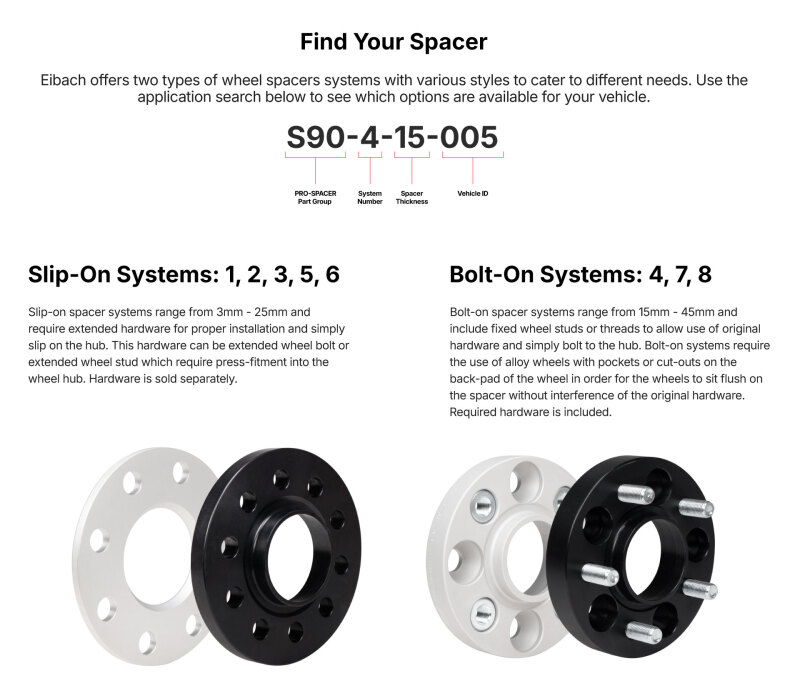 Picture of Eibach EIB Pro-Spacer Kits Wheel Spacers & Adapters - S90-4-25-078