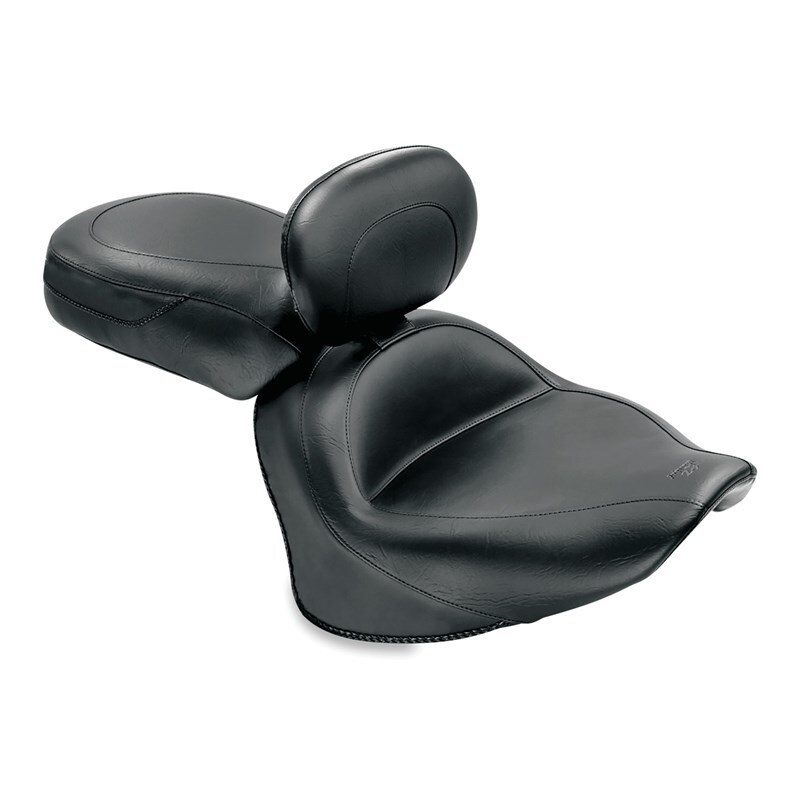 Picture of Mustang Motorcycle MMP 2 Piece Seat with Driver Backrest Original Two-Piece Motorcycle Seats - 79477