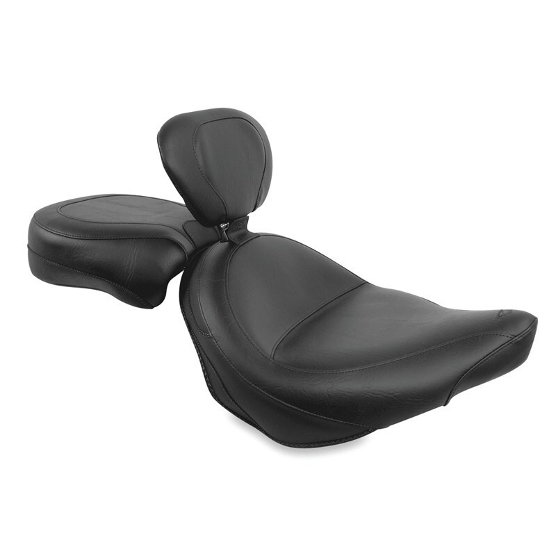 Picture of Mustang Motorcycle MMP 2 Piece Seat with Driver Backrest Original Two-Piece Motorcycle Seats - 79381