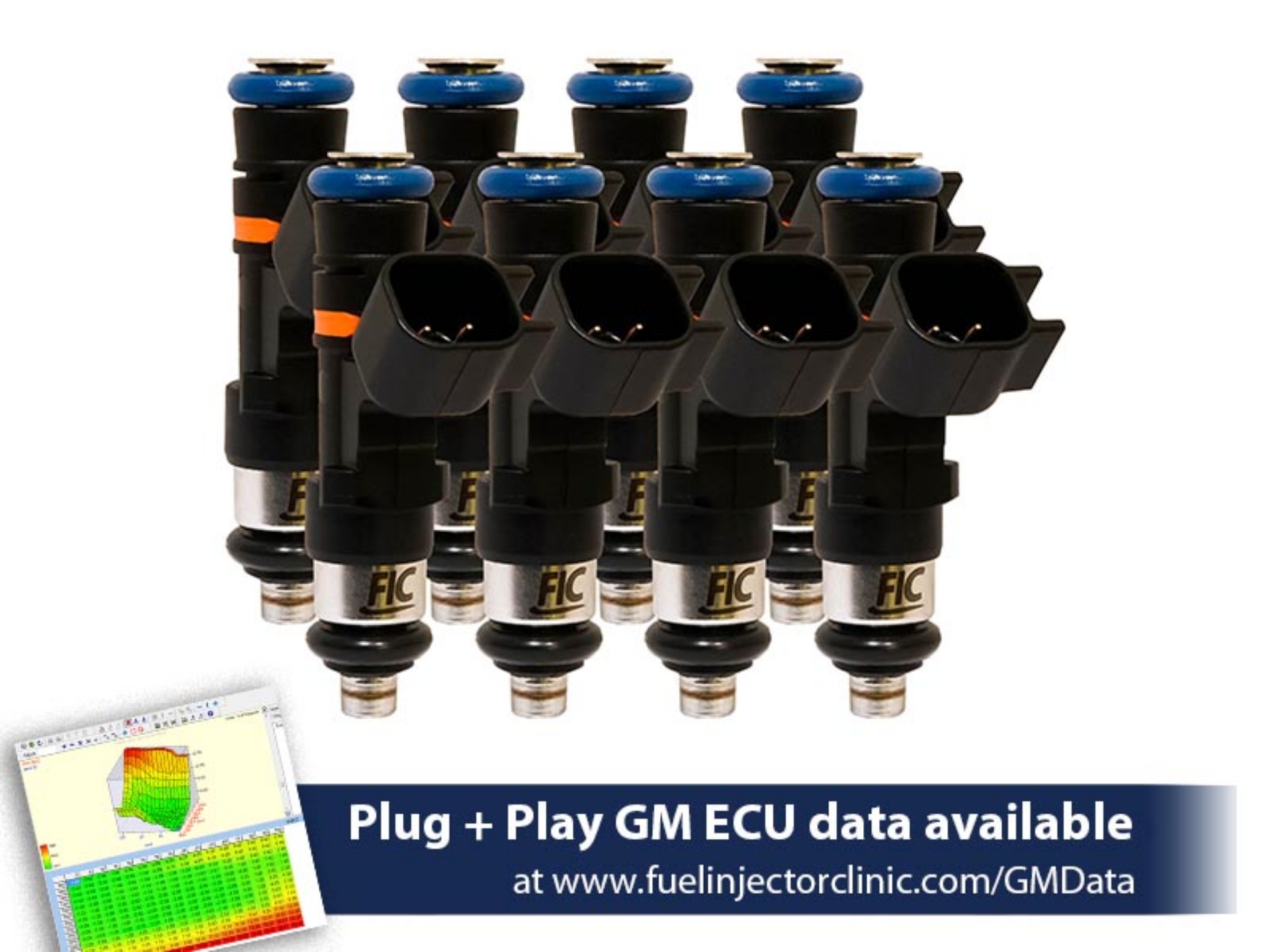 Picture of FIC525cc (58 lbs/hr at OE 58 PSI fuel pressure) FIC Fuel Injector Clinic Injector Set for 4.8/5.3/6.0 Truck Motors ('99-'06) (High-Z)