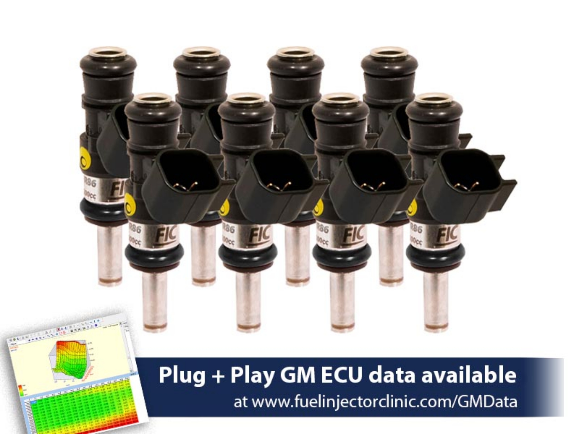 Picture of FIC1440cc (160 lbs/hr at OE 58 PSI fuel pressure) FIC Fuel Injector Clinic Injector Set for 6.2 Truck Motors ('09-'13) Injector Sets (High-Z)
